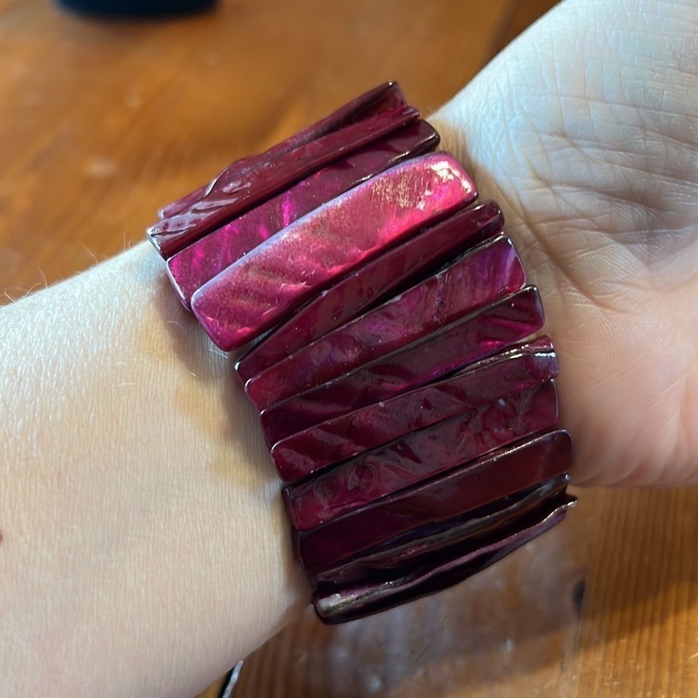 Bundle Sale 3 for $15 | Dark Ruby Colored | Mother of Pearl Shell Bracelet - Picture 8 of 10